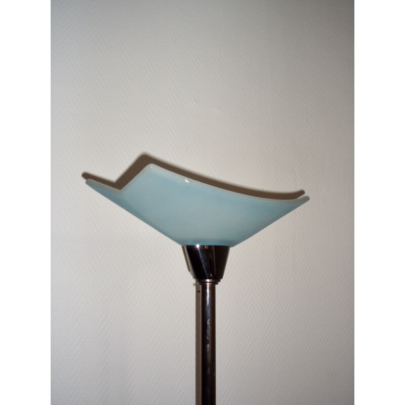 Lampadaire vintage italien en métal et verre Valenti - 1980