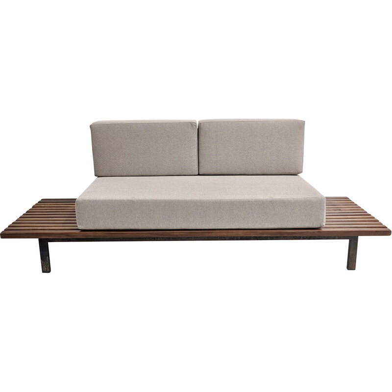 Vintage Cansado bench in mahogany wood by Charlotte Perriand, 1954s