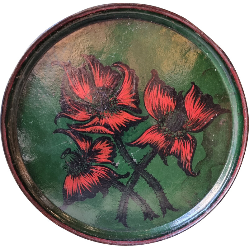 Vintage lacquered metal tray, 1970