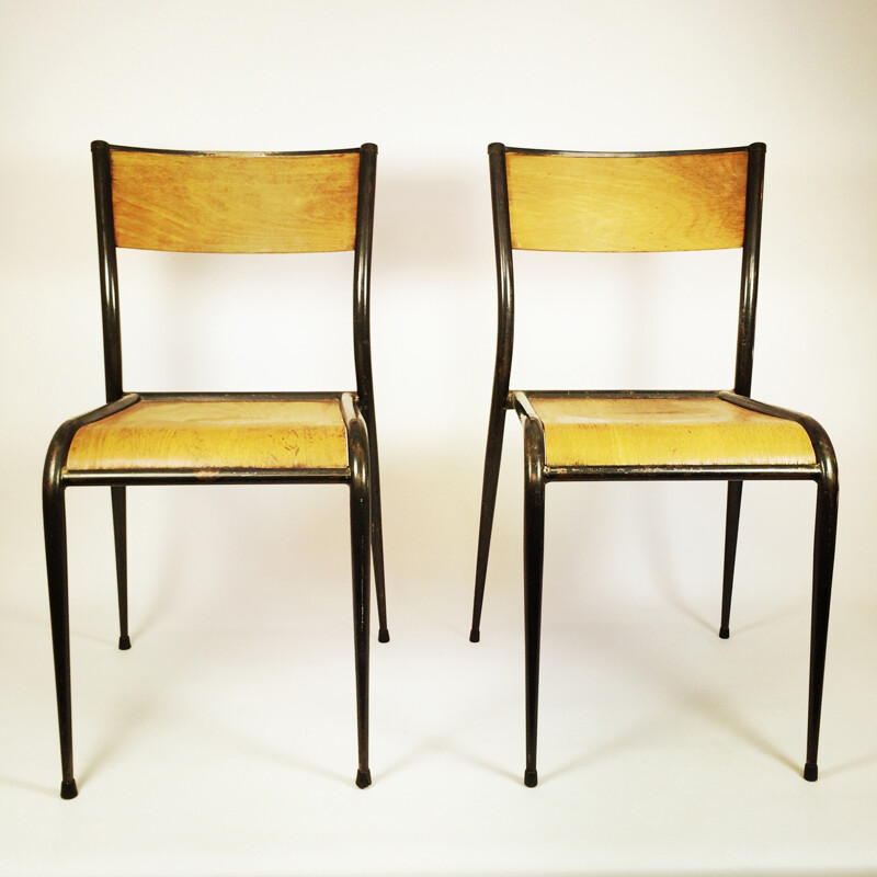 Mid-century pair of school chairs - 1950s