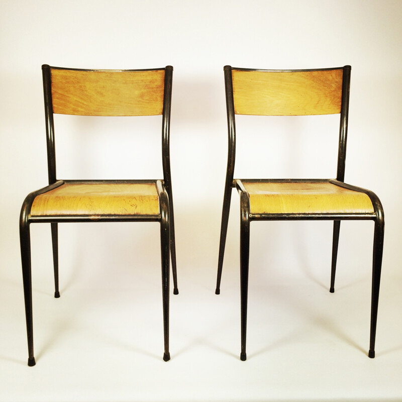 Paire de chaises d'école vintage - 1950