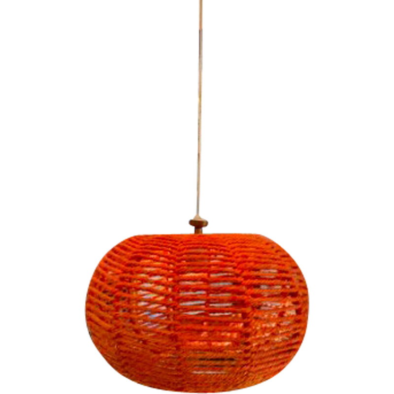 Vintage hanglamp in oranje touw