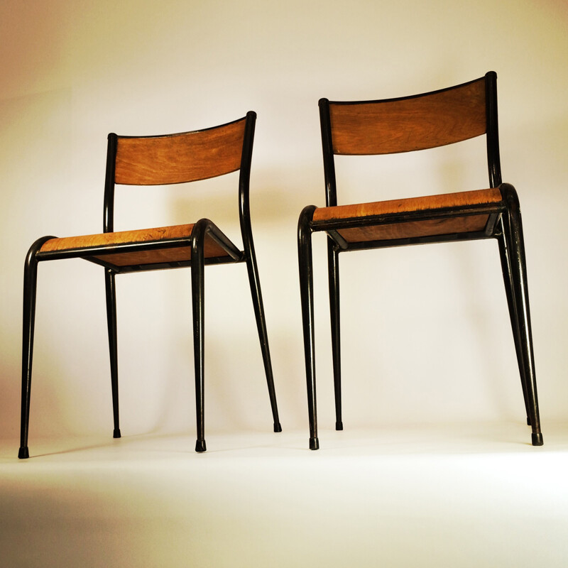 Paire de chaises d'école vintage - 1950