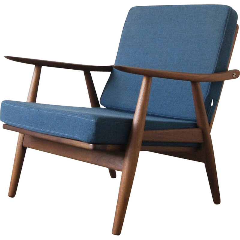 Poltrona scandinava vintage Ge270 in teak massiccio di Hans Wegner per Getama, 1960