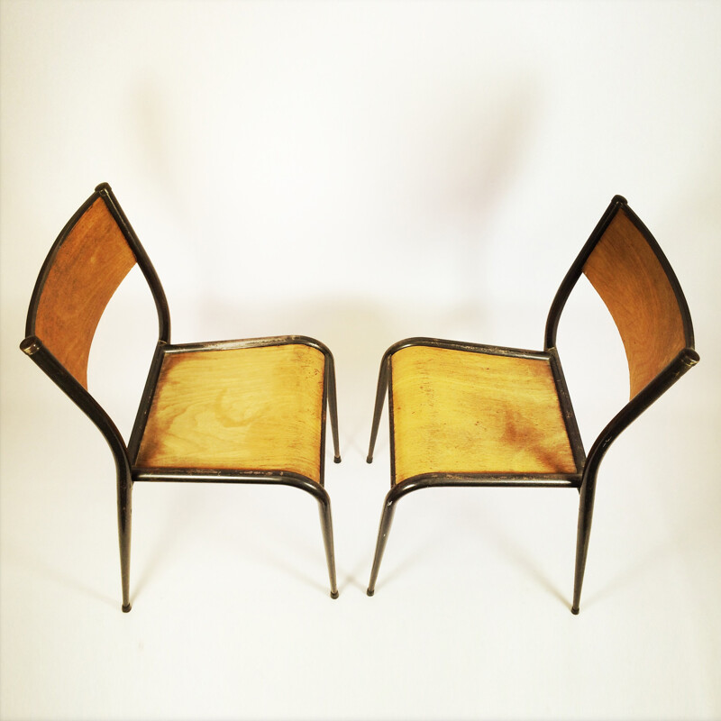 Mid-century pair of school chairs - 1950s
