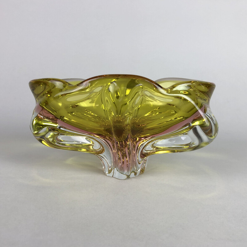 Bohemian vintage Art glass ashtray by Josef Hospodka, Czechoslovakia 1960s