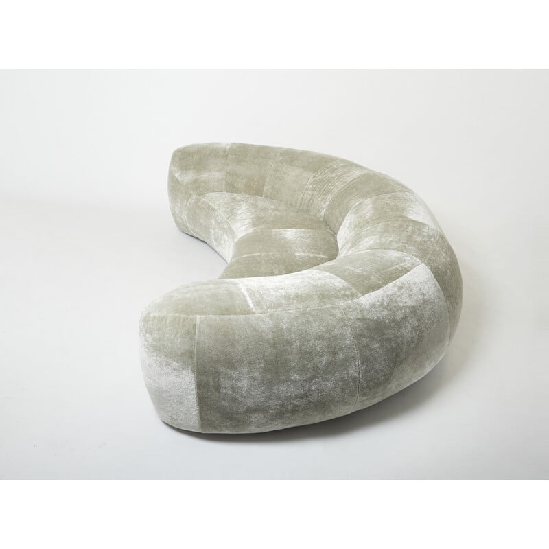 Vintage crescent sofa by Raphaël Raffel for Honoré Paris, 1970