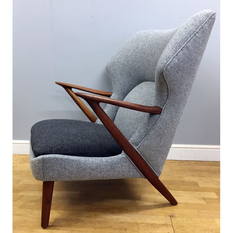 Slagelse Mobelvaerk grey lounge chair, Kurt OLSEN - 1950s