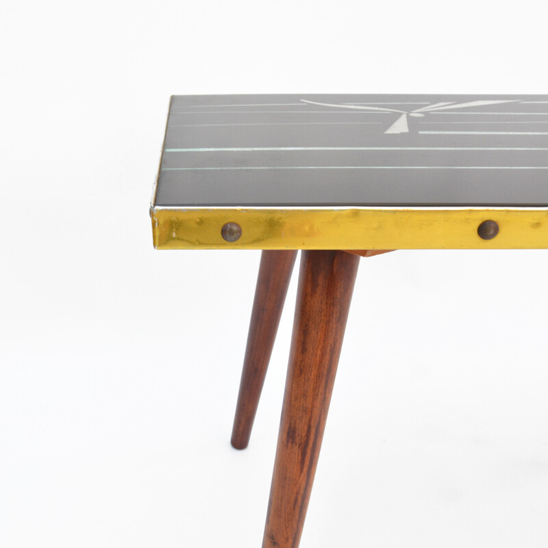 Mid century aluminum and brass side table by Veb Sommersausen, Germany 1960s