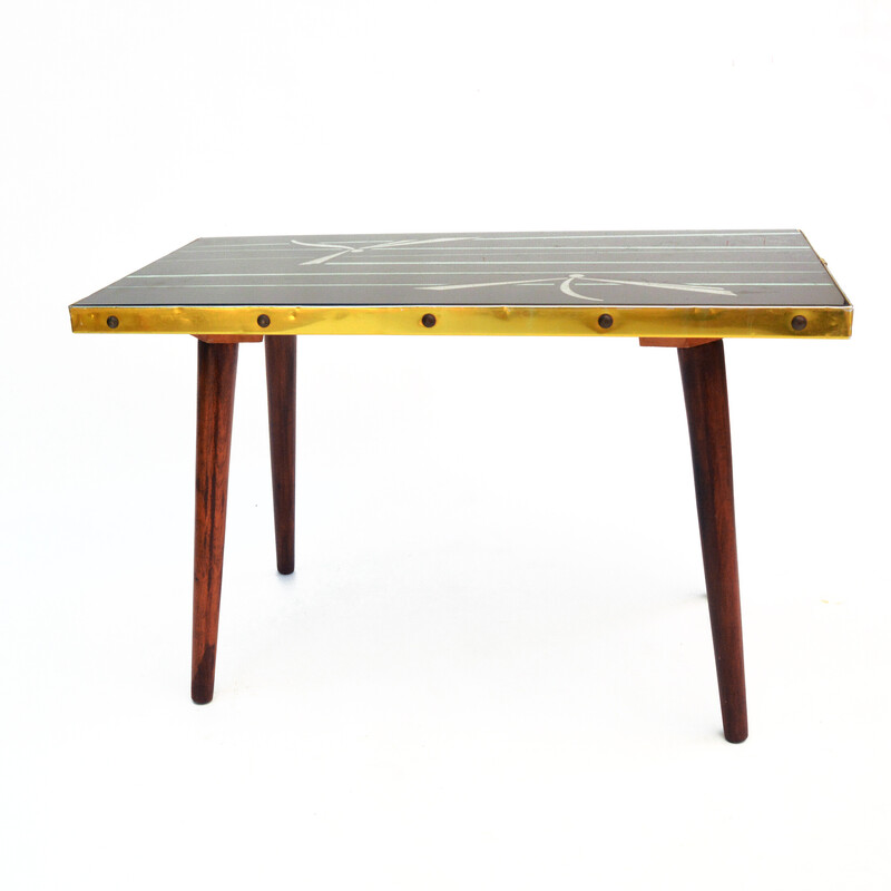 Mid century aluminum and brass side table by Veb Sommersausen, Germany 1960s
