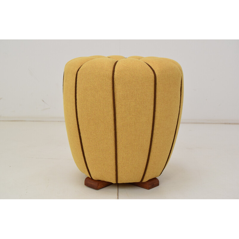 Pouf vintage en bois par Jindrich Halabala, Tchécoslovaquie 1950