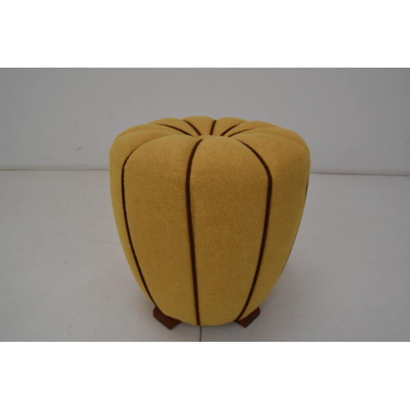 Mid century wood pouf by Jindrich Halabala, Czechoslovakia 1950s