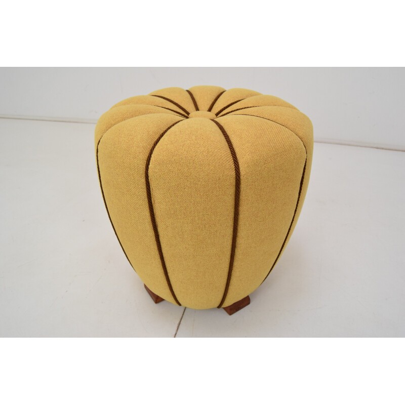 Pouf vintage en bois par Jindrich Halabala, Tchécoslovaquie 1950