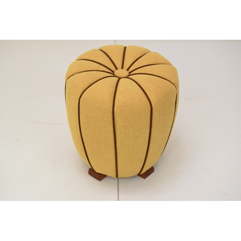 Mid century wood pouf by Jindrich Halabala, Czechoslovakia 1950s