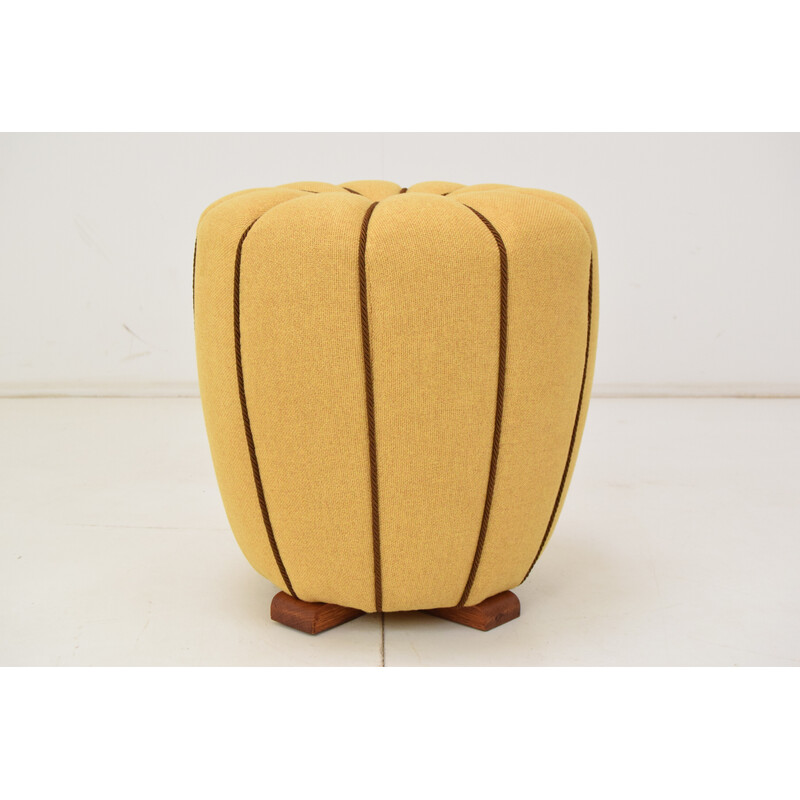 Mid century wood pouf by Jindrich Halabala, Czechoslovakia 1950s