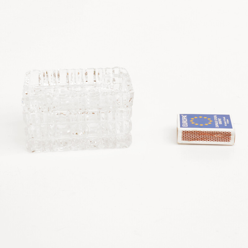 Vintage crystal ashtray with cigarette case by Julia, Poland 1980s