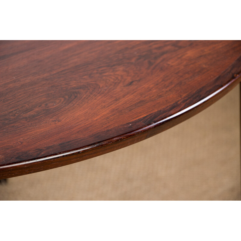 Vintage Danish dining table in Rio rosewood by Henry Rosengren Hansen for Brande Mobelindustri, Denmark 1960