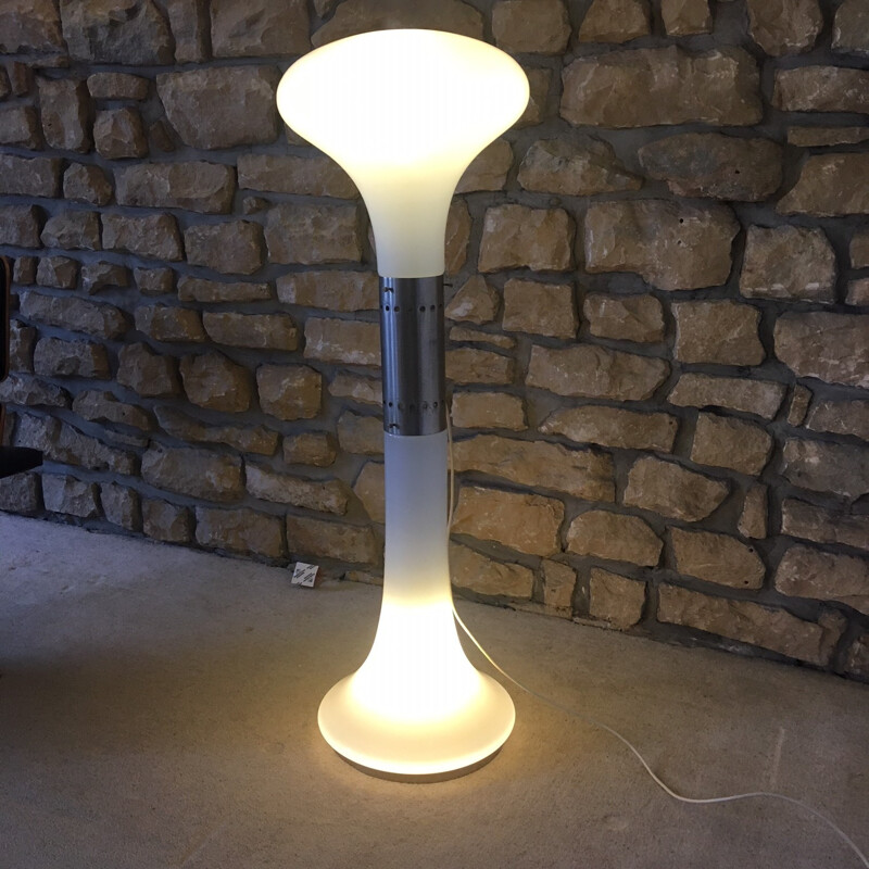 Lampadaire Mazzega blanc en opaline, Carlo NASON - 1970