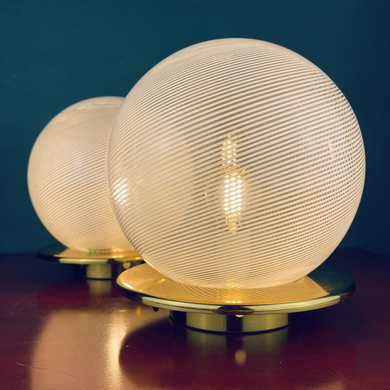 Pair of vintage Murano glass lamps by F.Fabbian, Italy 1970