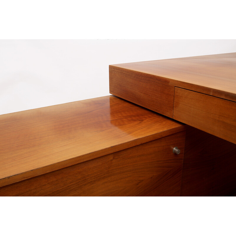 Vintage desk with sliding-doors in walnut, 1970s