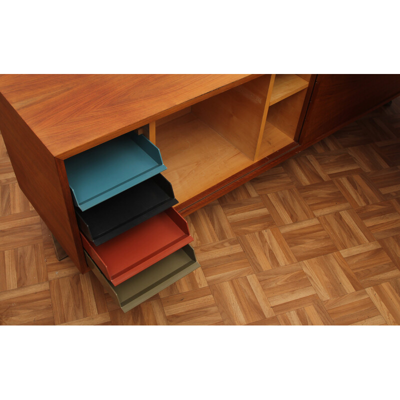 Vintage desk with sliding-doors in walnut, 1970s