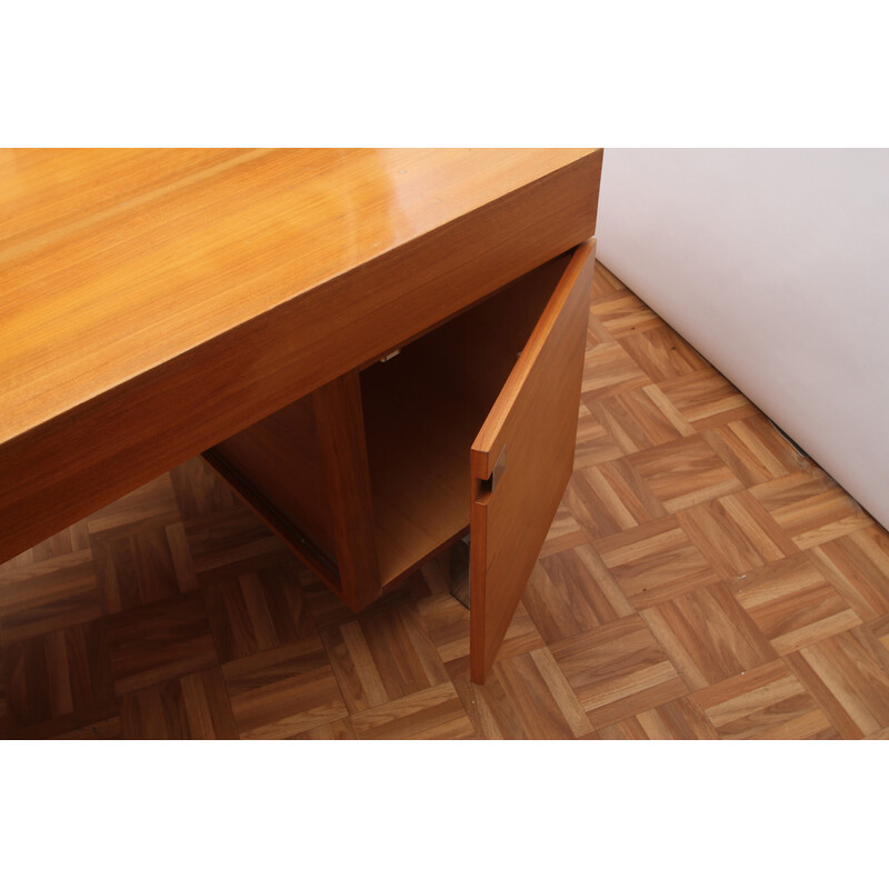 Vintage desk with sliding-doors in walnut, 1970s