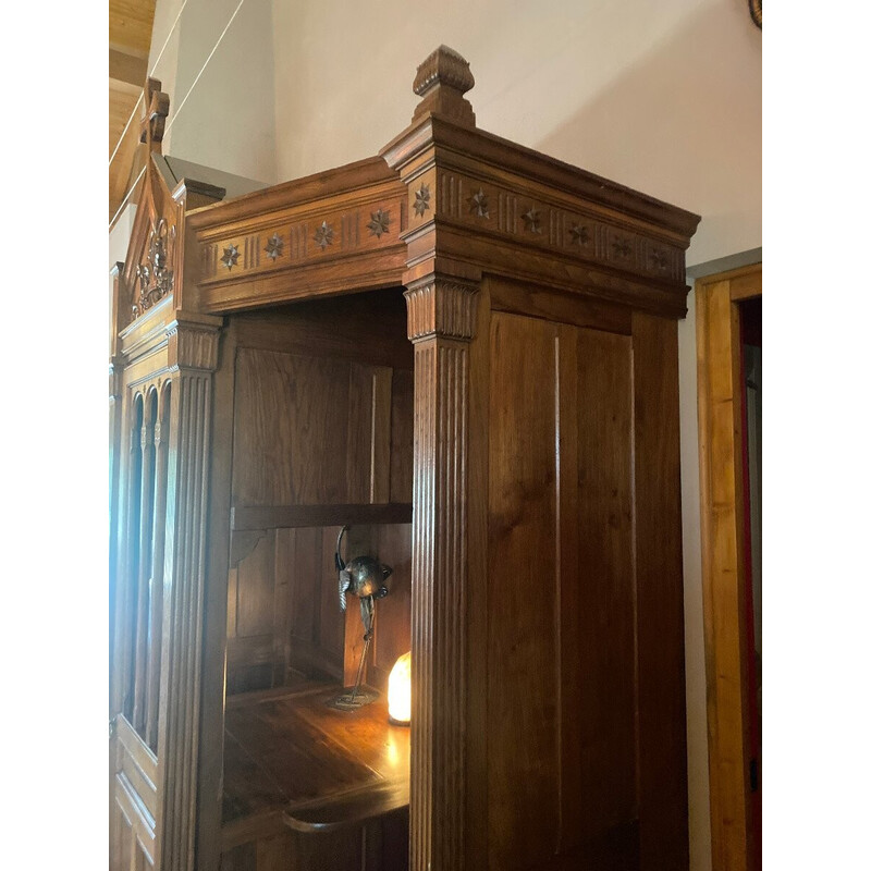 Removable vintage confessional in solid walnut