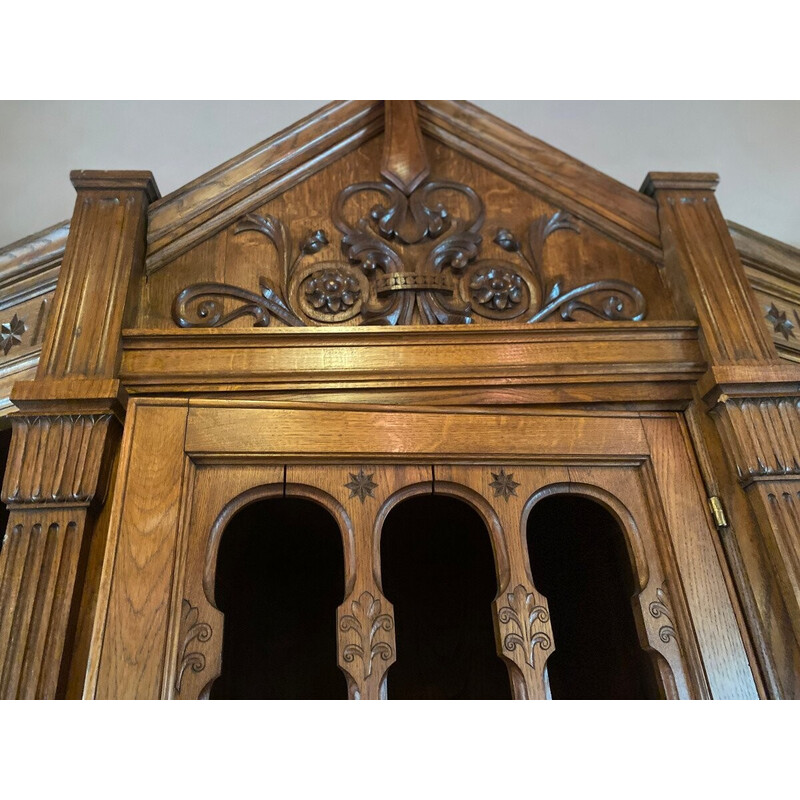 Removable vintage confessional in solid walnut