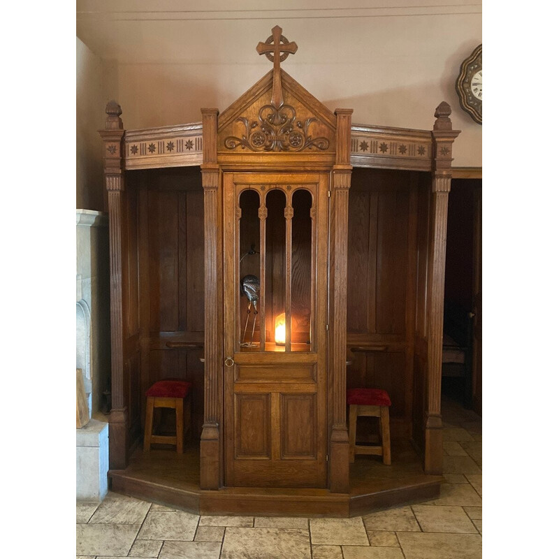 Vintage confessional removível em nogueira maciça