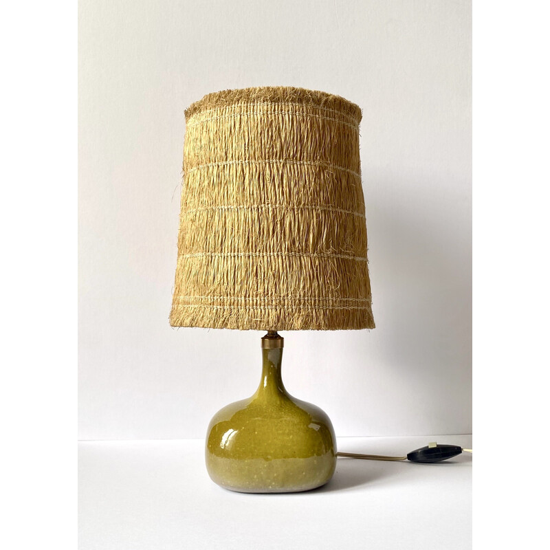 Lampe vintage en terre grise par Jacques et Dani Ruelland, 1955