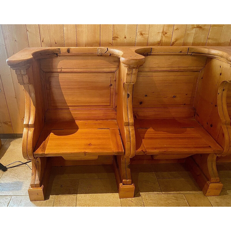 Vintage church stall 4 seats in solid pine