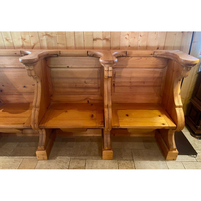 Vintage church stall 4 seats in solid pine