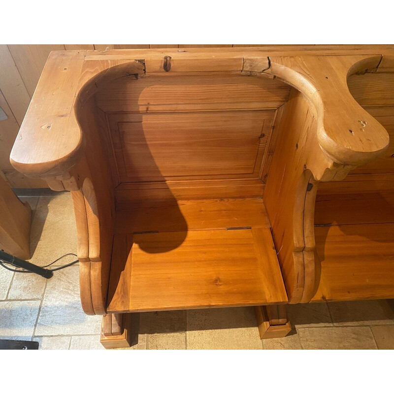 Vintage church stall 4 seats in solid pine