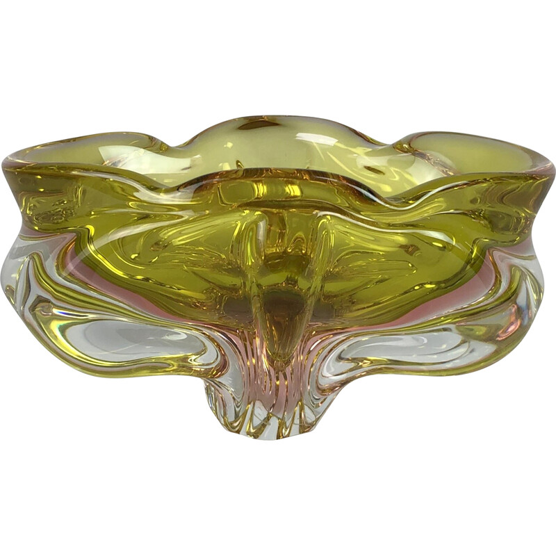 Bohemian vintage Art glass ashtray by Josef Hospodka, Czechoslovakia 1960s