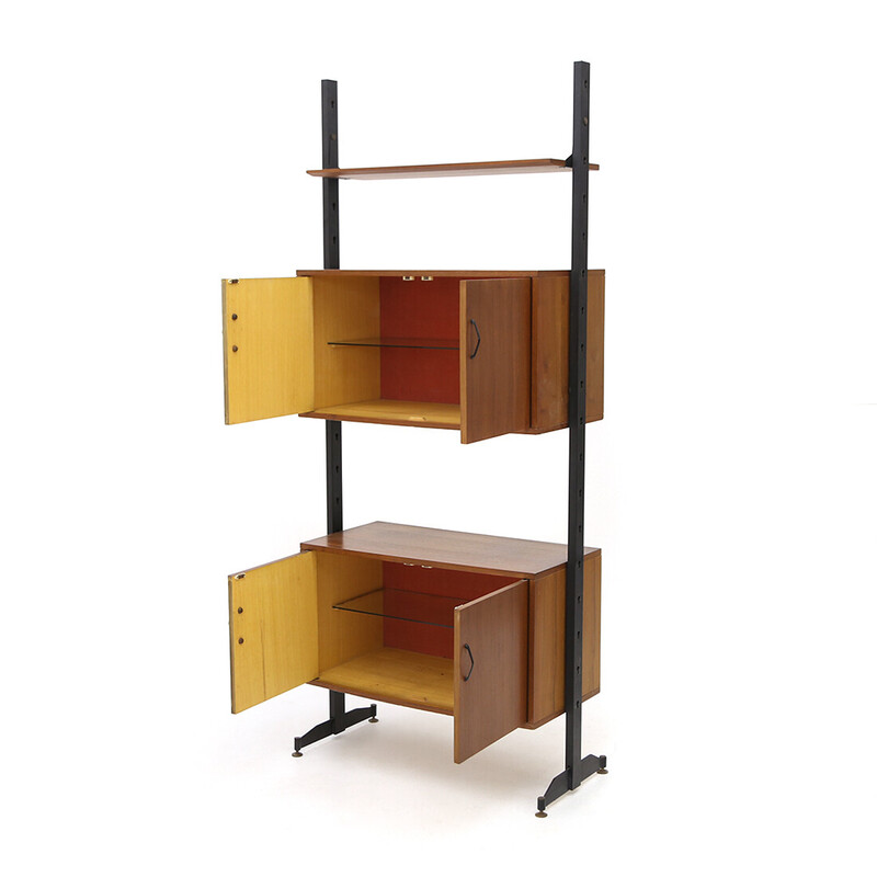 Vintage italian bookcase with two storage compartments, 1950s