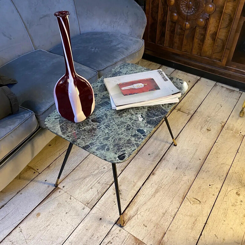 Mid century Verde Alpi marble Italian side table