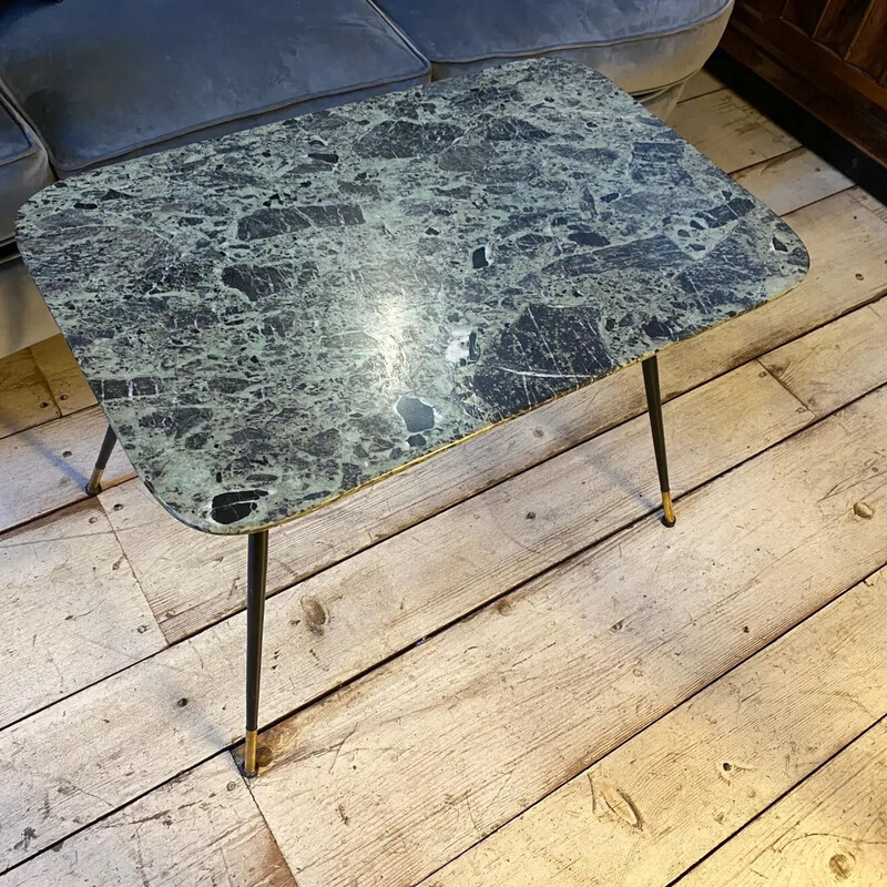 Mid century Verde Alpi marble Italian side table