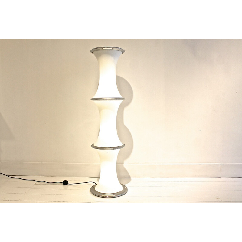 Vistosi white floor lamp in Murano glass, Enrico TRONCONI - 1970s