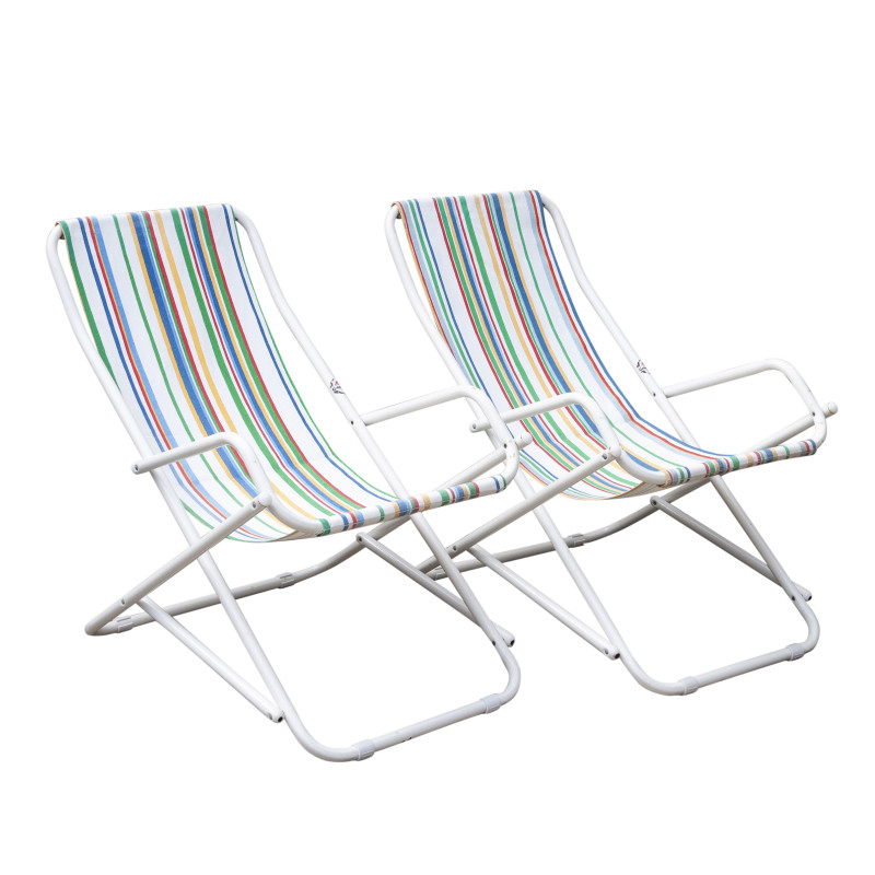 Vintage Italian tubular metal and striped fabric deckchair by Grand Soleil, 1980-1989