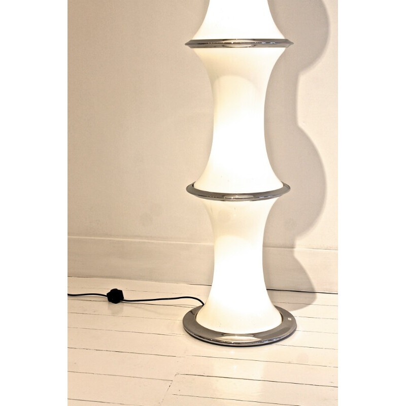 Vistosi white floor lamp in Murano glass, Enrico TRONCONI - 1970s