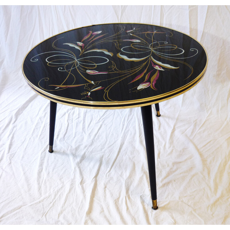 Vintage glass side table on 3 legs