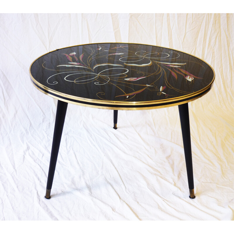 Vintage glass side table on 3 legs