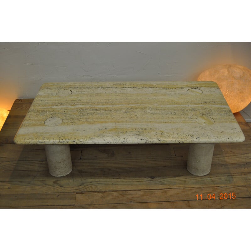 Rectangular coffee table in Travertine, Manufacturer Roche et Bobois - 1970s