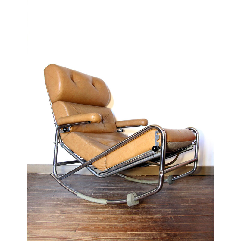 Vintage leather rocking chair, 1960