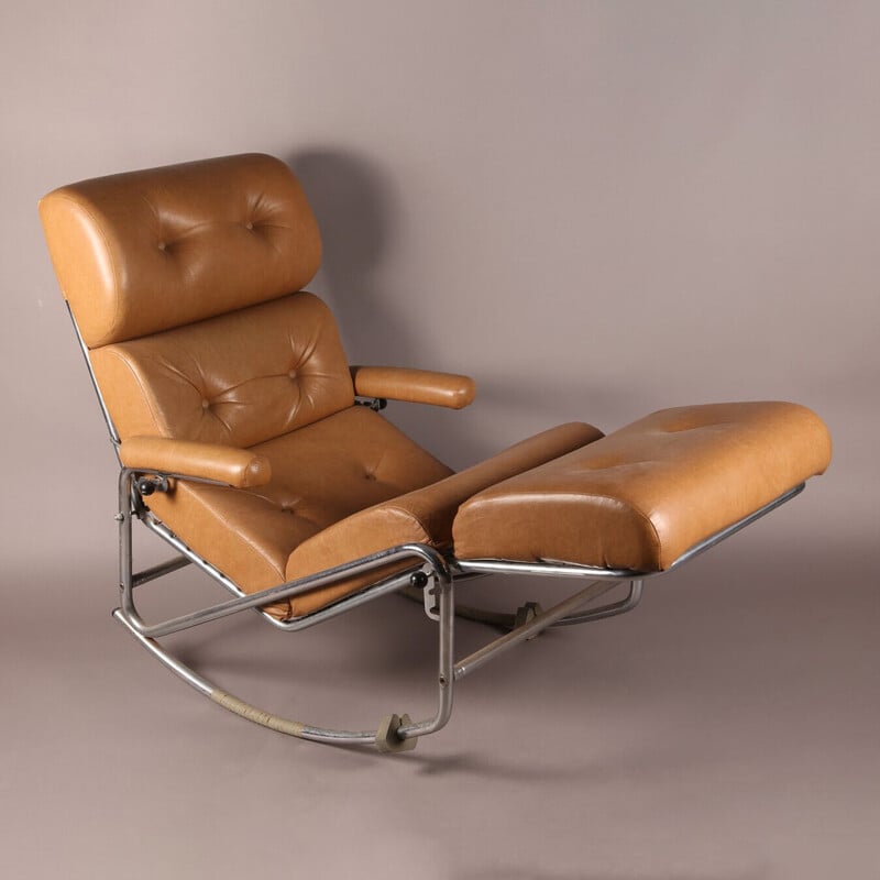 Vintage leather rocking chair, 1960