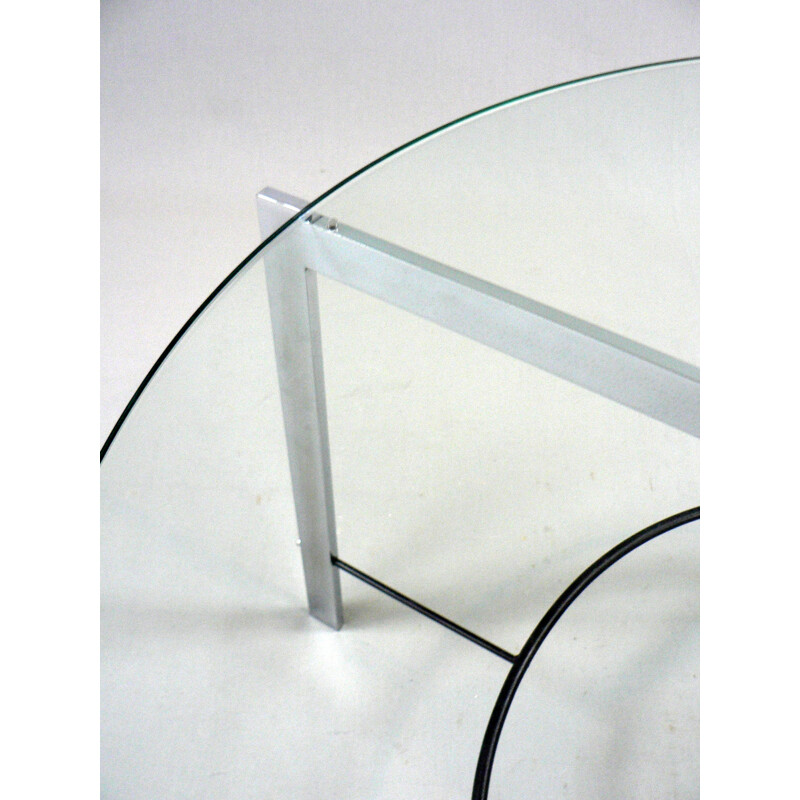 Glass coffee table in chrome-plated steel - 1970s