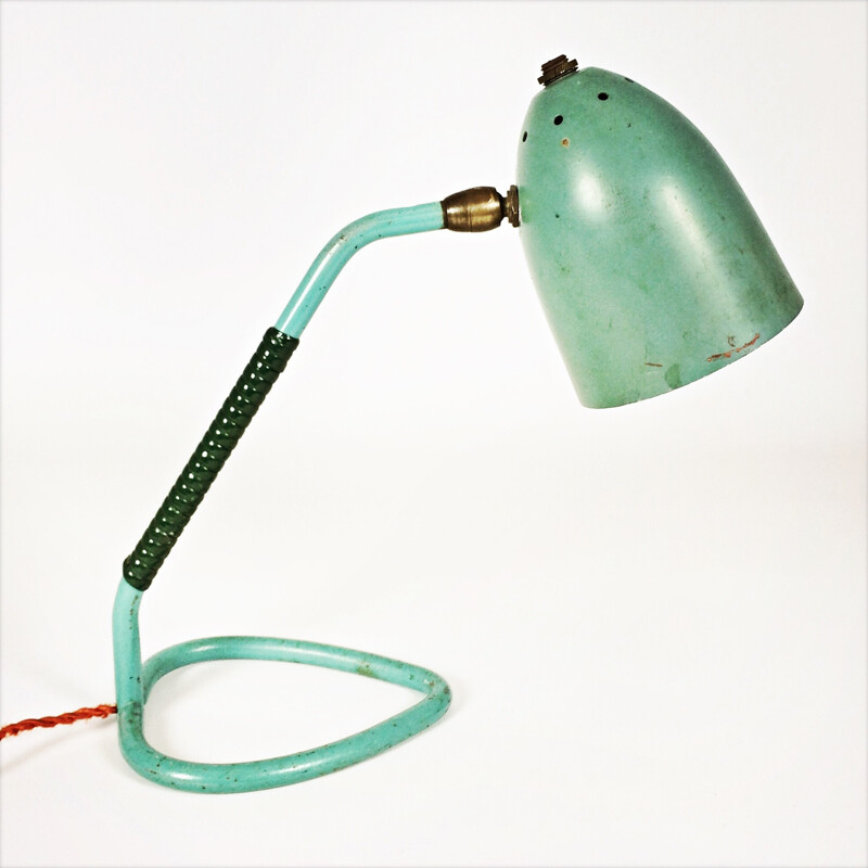 Mid-century turquoise bedside lamp - 1960s