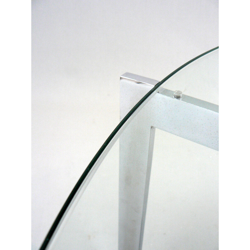 Glass coffee table in chrome-plated steel - 1970s