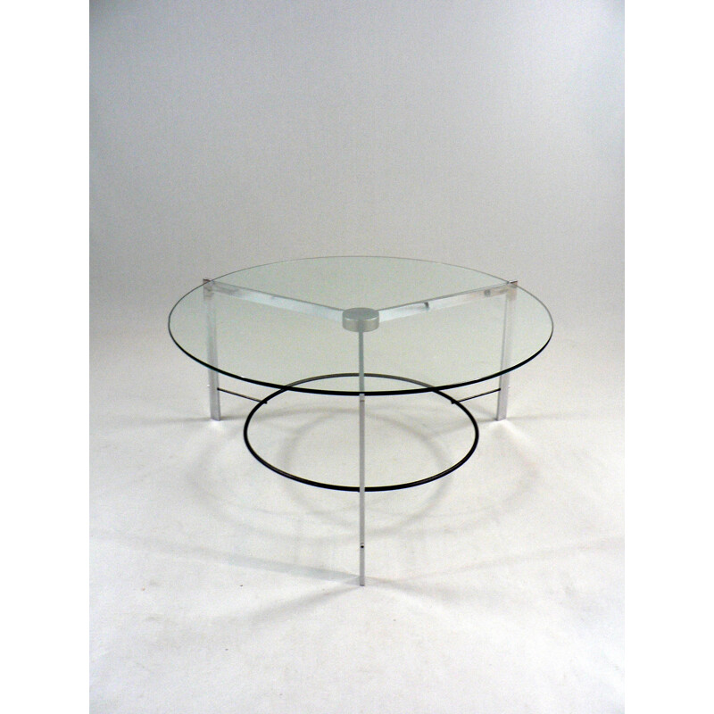 Glass coffee table in chrome-plated steel - 1970s