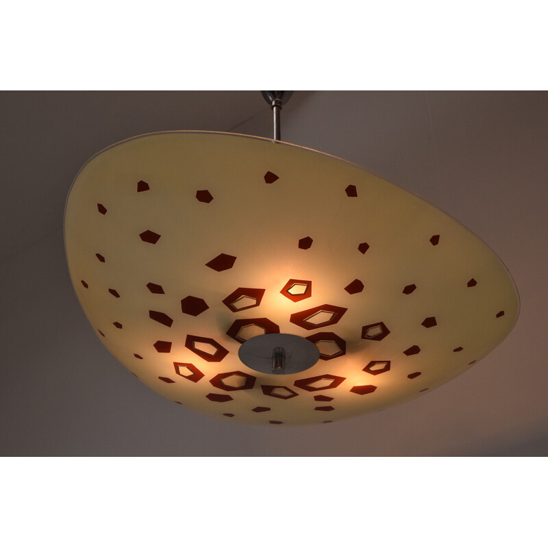 Mid-century glass pendant lamp by Napako, Czechoslovakia 1960s